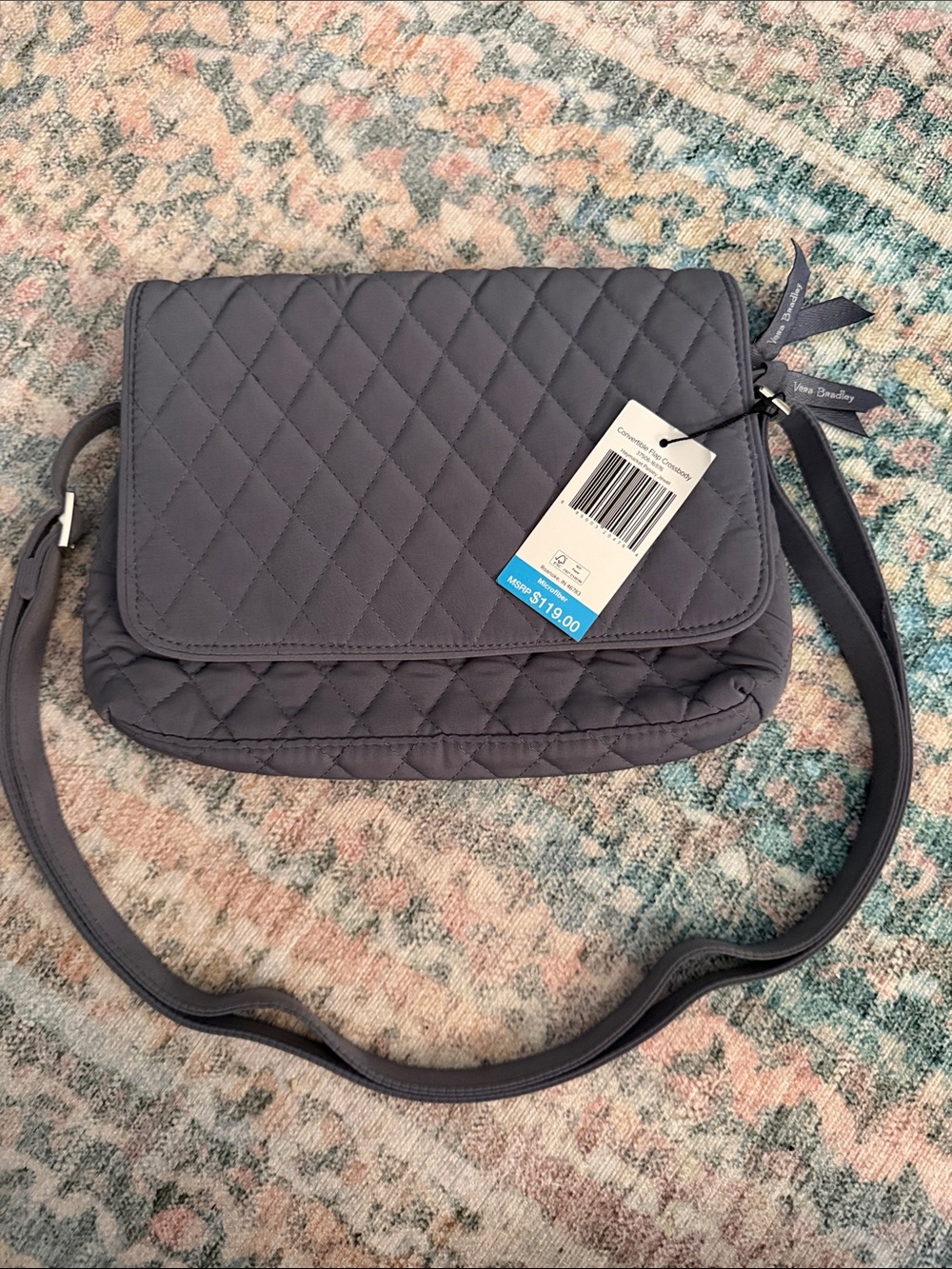 NWT Vera Bradley Quilted Crossbody Bag in Charcoal Gray